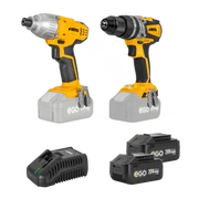 1. PERCEUSE-VISSEUSE BRUSHLESS + VISSEUSE + 2X BATTERIES 20V + CHARGEUR DOUBLE + SAC